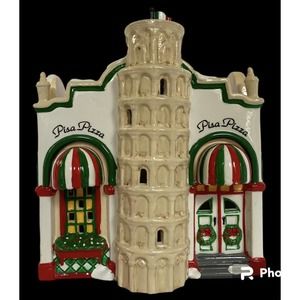 Vintage Dept 56 Snow Village "Pisa Pizza" Ceramic House Restaurant Retired 1998